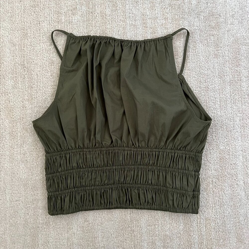 Express Green Cotton Boho Peasant Blouse Crop Top M Resort - Picture 4 of 7
